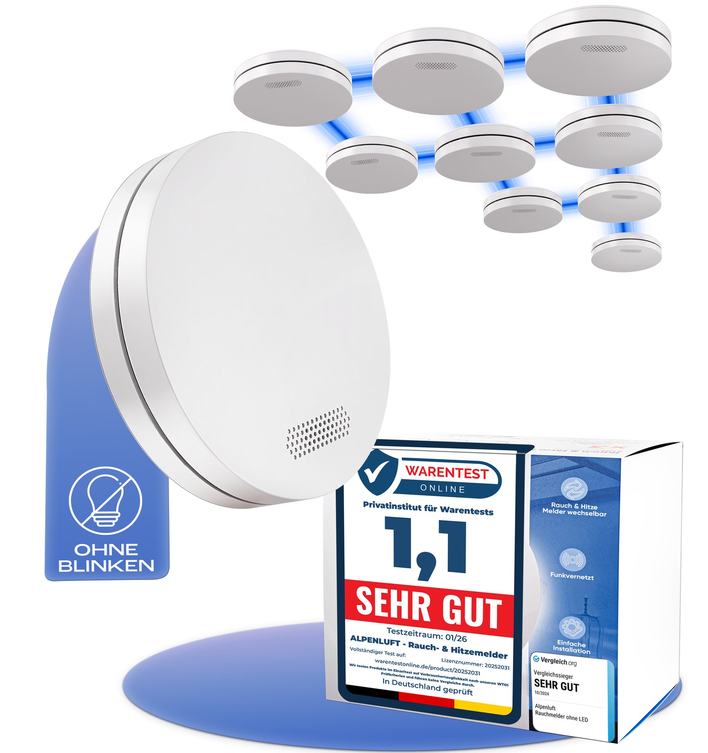 Rauch- & Hitzemelder funkvernetzt 10er Set Hauptbild