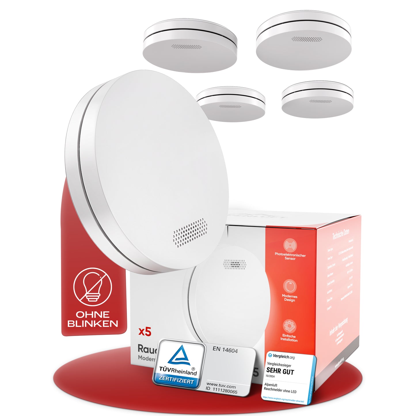 Rauchmelder Standalone 5er Set Hauptbild