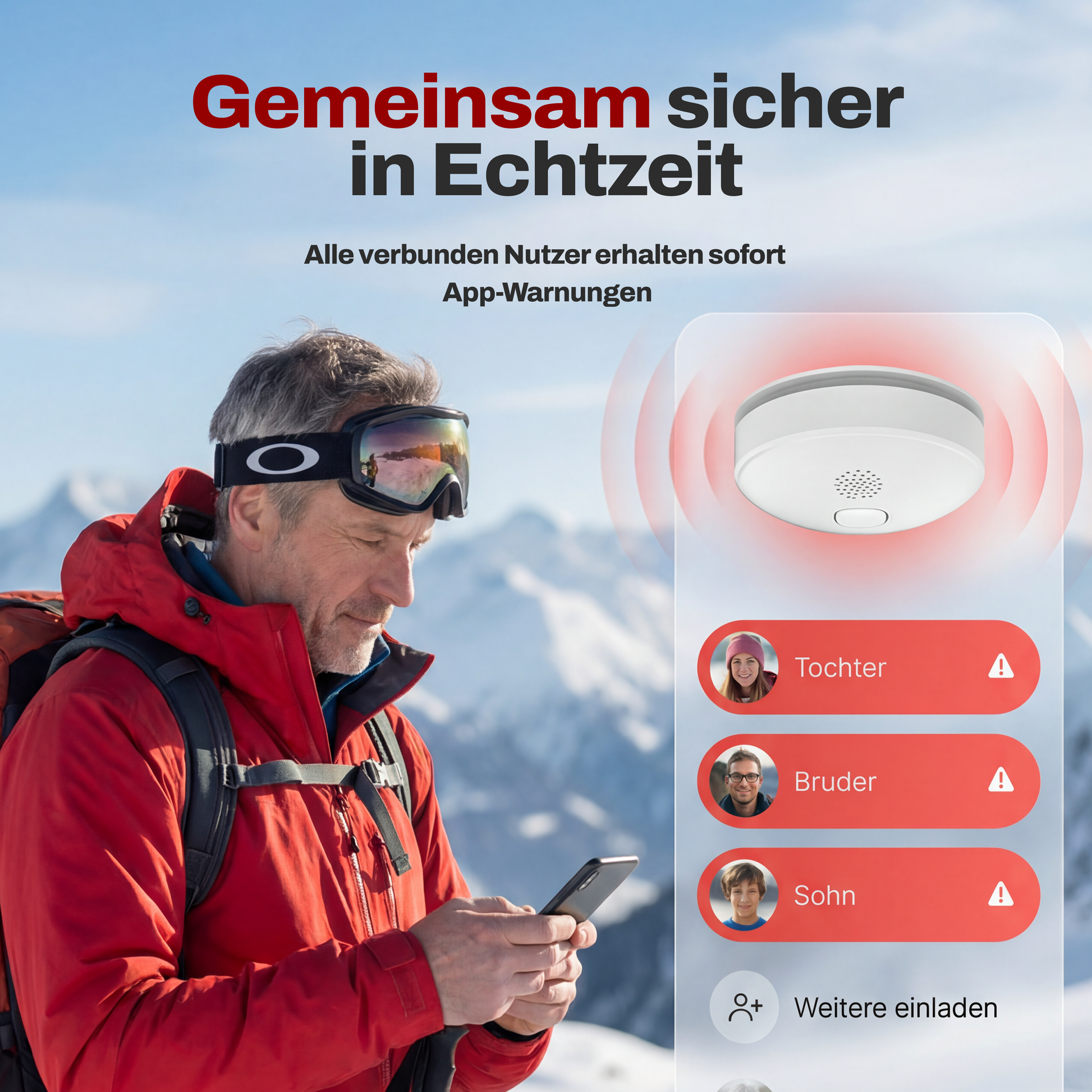 Alpenluft Smart Rauchmelder Smartphone App